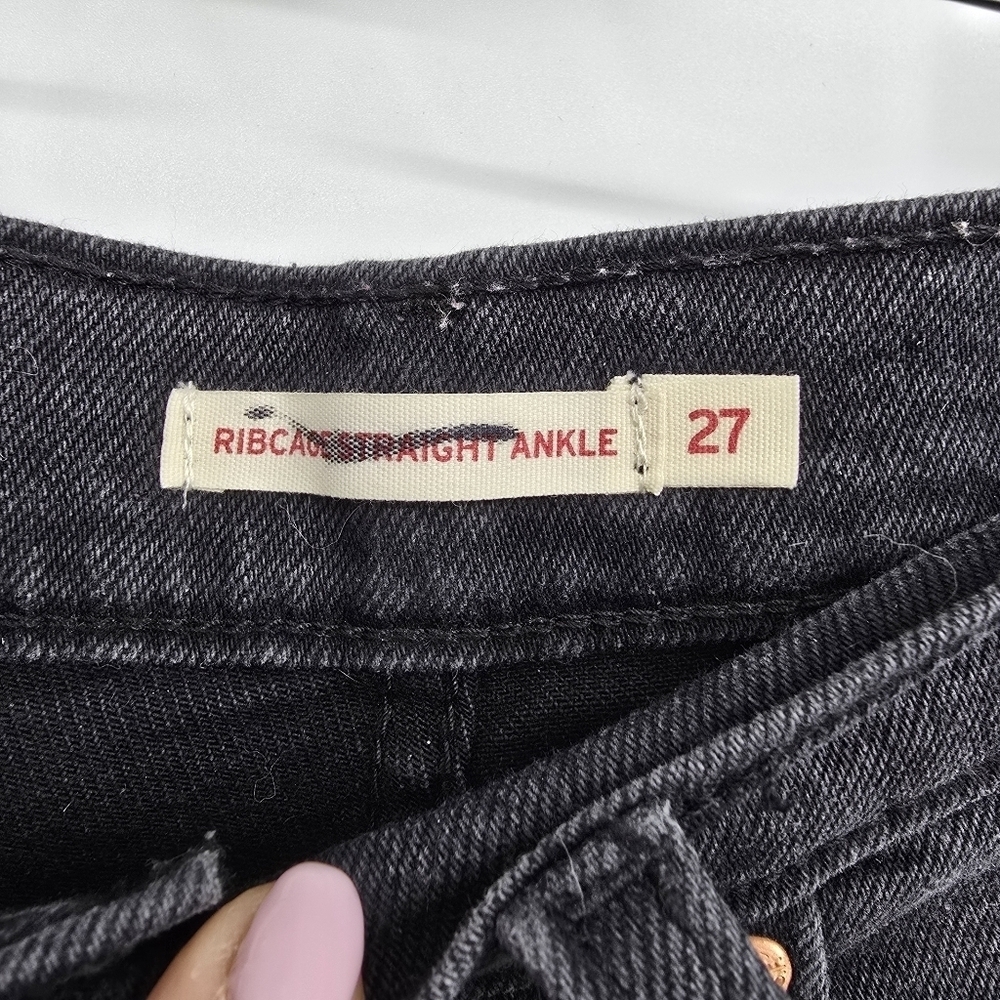 Levi Strauss grey ribcage staright ankle high rise jeans pants size 27 - Picture 3 of 9